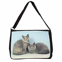 British Shorthair Cats Large Black Laptop Shoulder Bag School/College - Advanta 