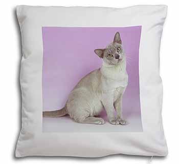 Lilac Burmese Cat Soft White Velvet Feel Scatter Cushion