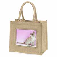 Lilac Burmese Cat Large Natural Jute Shopping Bag
