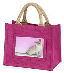 Lilac Burmese Cat Little Girls Small Pink Jute Shopping Bag