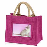 Lilac Burmese Cat Little Girls Small Pink Jute Shopping Bag