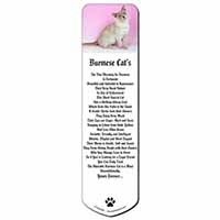 Lilac Burmese Cat Bookmark, Book mark, Printed full colour