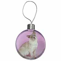 Lilac Burmese Cat Christmas Bauble