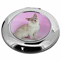 Lilac Burmese Cat Make-Up Round Compact Mirror