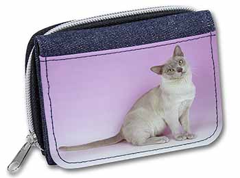 Lilac Burmese Cat Unisex Denim Purse Wallet