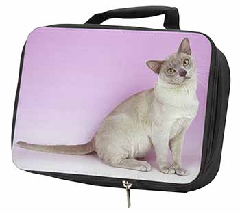 Lilac Burmese Cat Black Insulated School Lunch Box/Picnic Bag
