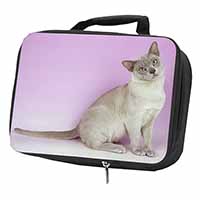 Lilac Burmese Cat Black Insulated School Lunch Box/Picnic Bag