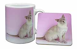 Lilac Burmese Cat Mug and Coaster Set