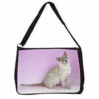 Lilac Burmese Cat Large Black Laptop Shoulder Bag School/College