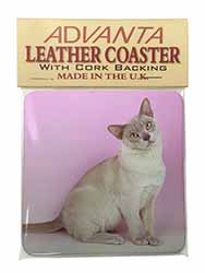 Lilac Burmese Cat Single Leather Photo Coaster
