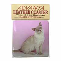 Lilac Burmese Cat Single Leather Photo Coaster