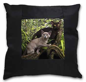Burmese Cats Black Satin Feel Scatter Cushion