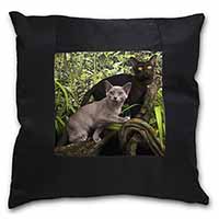 Burmese Cats Black Satin Feel Scatter Cushion