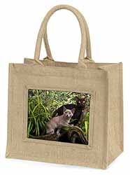 Burmese Cats Natural/Beige Jute Large Shopping Bag