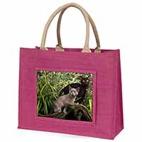 Burmese Cats Large Pink Jute Shopping Bag