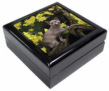 Burmese Cats Amoungst Daffodils Keepsake/Jewellery Box