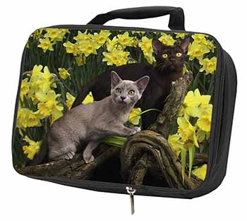 Burmese Cats Amoungst Daffodils Black Insulated School Lunch Box/Picnic Bag