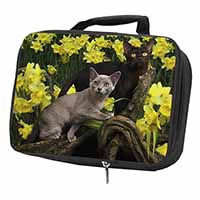 Burmese Cats Amoungst Daffodils Black Insulated School Lunch Box/Picnic Bag