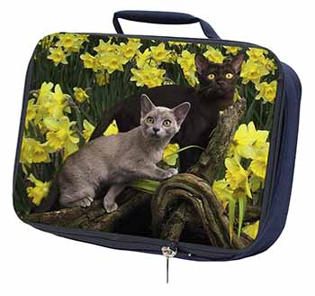 Burmese Cats Amoungst Daffodils Navy Insulated School Lunch Box/Picnic Bag