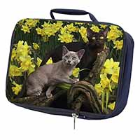 Burmese Cats Amoungst Daffodils Navy Insulated School Lunch Box/Picnic Bag
