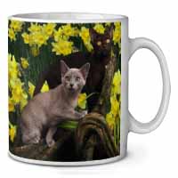 Burmese Cats Amoungst Daffodils Ceramic 10oz Coffee Mug/Tea Cup