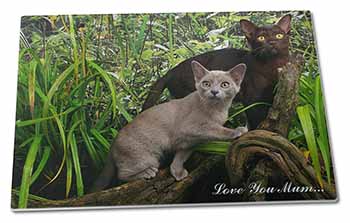 Large Glass Cutting Chopping Board Burmese Cats 