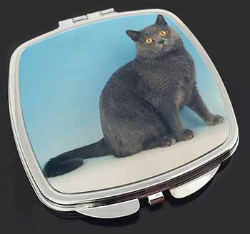 Blue Chartreax Cat Make-Up Compact Mirror