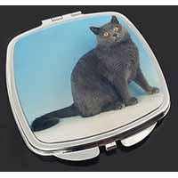 Blue Chartreax Cat Make-Up Compact Mirror