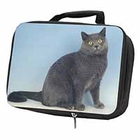 Blue Chartreax Cat Black Insulated School Lunch Box/Picnic Bag