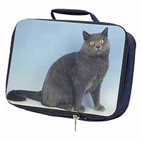Blue Chartreax Cat Navy Insulated School Lunch Box/Picnic Bag
