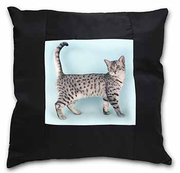 Egyptian Mau Cat Black Satin Feel Scatter Cushion