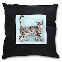 Egyptian Mau Cat Black Satin Feel Scatter Cushion