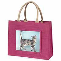 Egyptian Mau Cat Large Pink Jute Shopping Bag