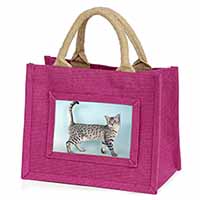 Egyptian Mau Cat Little Girls Small Pink Jute Shopping Bag