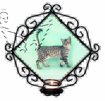 Egyptian Mau Cat Wrought Iron Wall Art Candle Holder