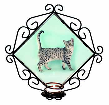 Egyptian Mau Cat Wrought Iron Wall Art Candle Holder