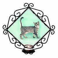 Egyptian Mau Cat Wrought Iron Wall Art Candle Holder