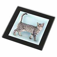 Egyptian Mau Cat Black Rim High Quality Glass Coaster