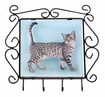 Egyptian Mau Cat Wrought Iron Key Holder Hooks