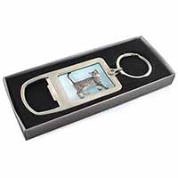 Egyptian Mau Cat Chrome Metal Bottle Opener Keyring in Box