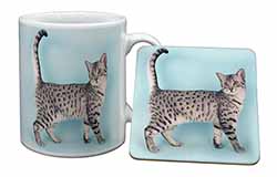 Egyptian Mau Cat Mug and Coaster Set