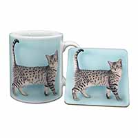 Egyptian Mau Cat Mug and Coaster Set