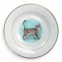 Egyptian Mau Cat Gold Rim Plate Printed Full Colour in Gift Box