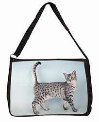 Egyptian Mau Cat Large Black Laptop Shoulder Bag School/College