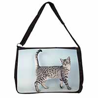 Egyptian Mau Cat Large Black Laptop Shoulder Bag School/College