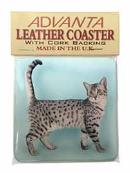 Egyptian Mau Cat Single Leather Photo Coaster