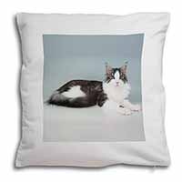 Silver, White Maine Coon Cat Soft White Velvet Feel Scatter Cushion