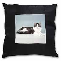 Silver, White Maine Coon Cat Black Satin Feel Scatter Cushion