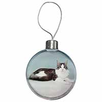 Silver, White Maine Coon Cat Christmas Bauble