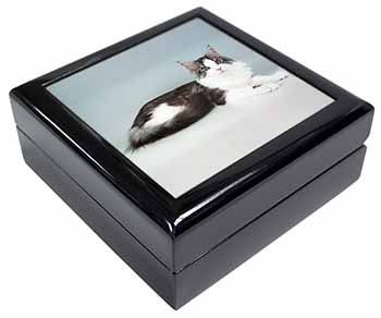 Silver, White Maine Coon Cat Keepsake/Jewellery Box